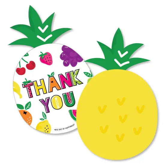 Big Dot of Happiness Tutti Fruity - Shaped Thank You Cards - Frutti Summer Baby Shower or Birthday Party Thank You Cards with Envelopes - Set of 12 {1}