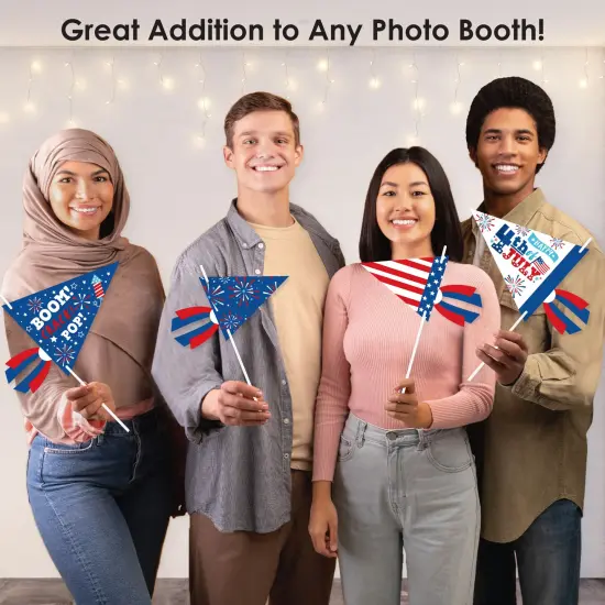 Big Dot of Happiness Firecracker 4th of July - Triangle Red, White and Royal Blue Party Photo Props - Pennant Flag Centerpieces - Set of 20 {6}