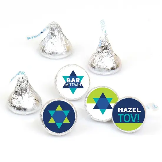 Big Dot of Happiness Blue Bar Mitzvah - Boy Party Round Candy Sticker Favors - Labels Fits Chocolate Candy (1 sheet of 108) {1}
