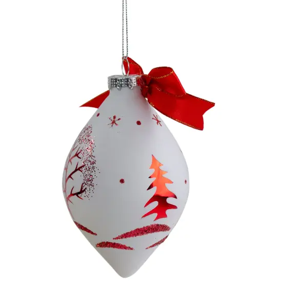 Northlight 5" Red and White Moose Christmas Teardrop Ornament {6}