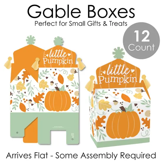 Big Dot of Happiness Little Pumpkin - Treat Box Party Favors - Fall Birthday Party or Baby Shower Goodie Gable Boxes - Set of 12 {7}