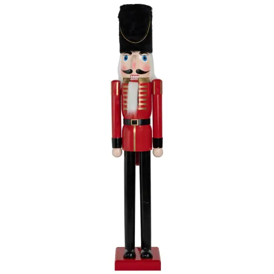 Northlight 5' Commercial Size Wooden Red and Black Christmas Nutcracker Soldier {1}