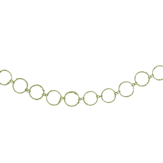 Allstate 5' x 1.75" Lime Green Glittered Round Ring Chain Artificial Christmas Garland - Unlit {1}
