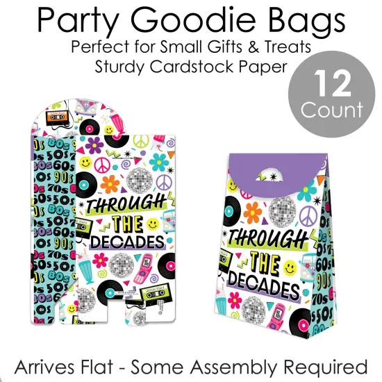 Big Dot of Happiness Through the Decades - 50s, 60s, 70s, 80s, and 90s Gift Favor Bags - Party Goodie Boxes - Set of 12 {7}