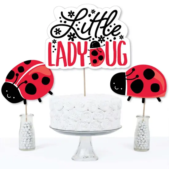 Big Dot of Happiness Happy Little Ladybug - Baby Shower or Birthday Party Centerpiece Sticks - Table Toppers - Set of 15 {4}