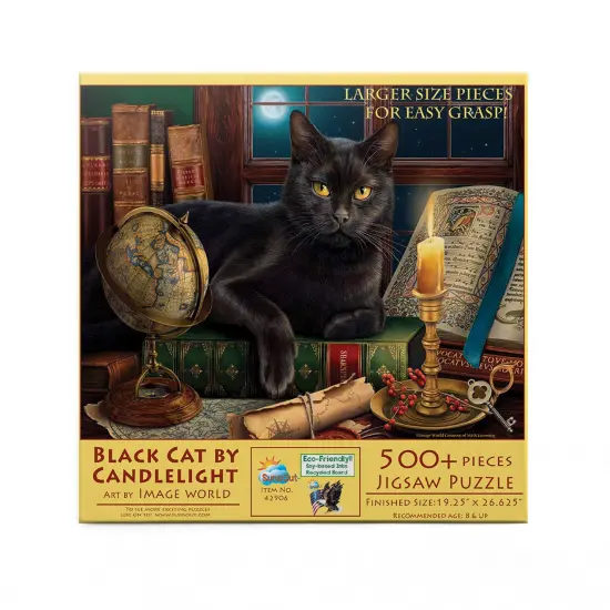 Sunsout Black Cat by Candlelight 500 pc Large Pieces Jigsaw Puzzle 42906 {4}