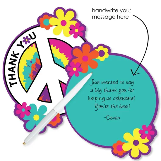 Big Dot of Happiness 60's Hippie - Shaped Thank You Cards - 1960s Groovy Party Thank You Note Cards with Envelopes - Set of 12 {3}