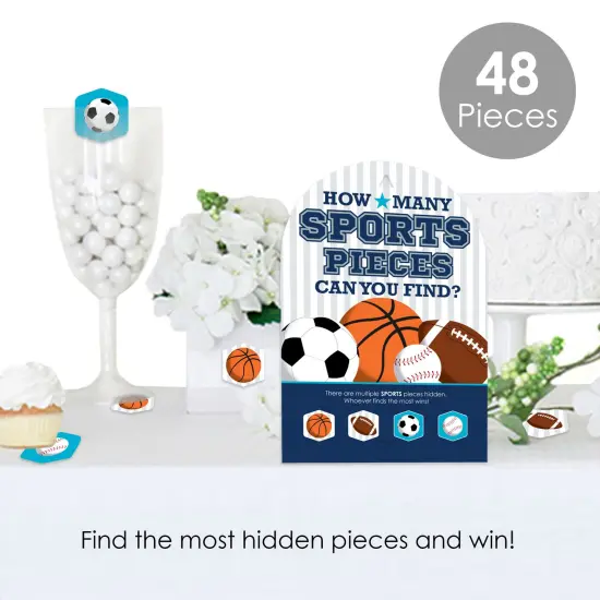 Big Dot of Happiness Go, Fight, Win - Sports - Baby Shower or Birthday Party Scavenger Hunt - 1 Stand and 48 Game Pieces - Hide and Find Game {3}