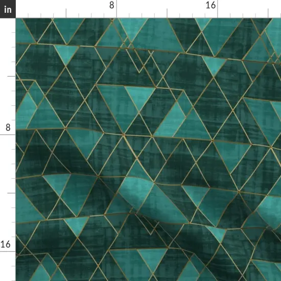 Various Fabrics by the Yard or Fat Quarter Geometric Modern Triangles Abstract Blue Green Gold Boho Glam Custom Printed Fabric by Spoonflower {2}