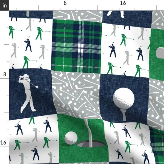Various Fabrics by the Yard or Fat Quarter Golf Patchwork Golfing Green Navy Gray Plaid Custom Printed Fabric by Spoonflower {2}