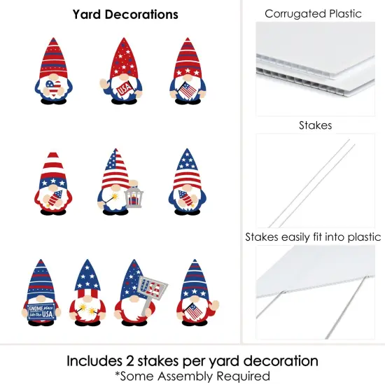 Big Dot of Happiness Patriotic Gnomes - Lawn Decorations - Outdoor Memorial Day, 4th of July and Labor Day Gnome Party Yard Decorations - 10 Piece {7}