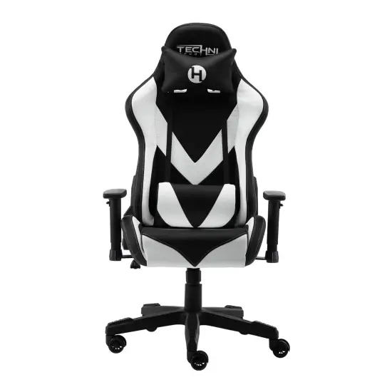 Techni Office Solutions 53" White and Black Durable Stylish Gaming Chair {3}