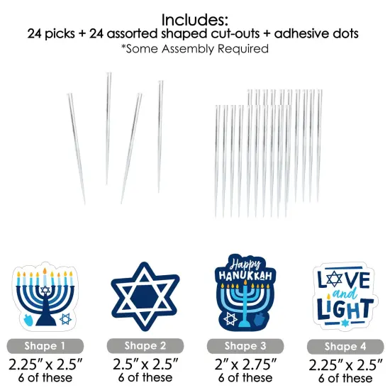 Big Dot of Happiness Hanukkah Menorah - Dessert Cupcake Toppers - Chanukah Holiday Party Clear Treat Picks - Set of 24 {6}
