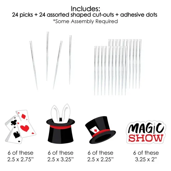 Big Dot of Happiness Ta-Da, Magic Show - Dessert Cupcake Toppers - Magical Birthday Party Clear Treat Picks - Set of 24 {7}
