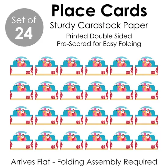 Big Dot of Happiness Tropical Christmas - Beach Santa Holiday Party Tent Buffet Card - Table Setting Name Place Cards - Set of 24 {7}