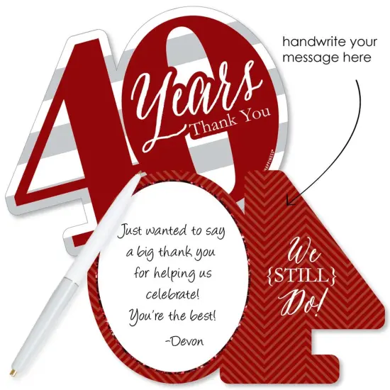 Big Dot of Happiness We Still Do - 40th Wedding Anniversary - Shaped Thank You Cards - Anniversary Party Thank You Cards with Envelopes - Set of 12 {3}