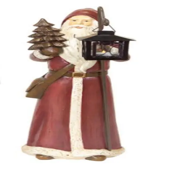 Diva At Home 20" Brown Santa Claus Tabletop Figurine with Christmas Tree and Votive Candle Holder {1}
