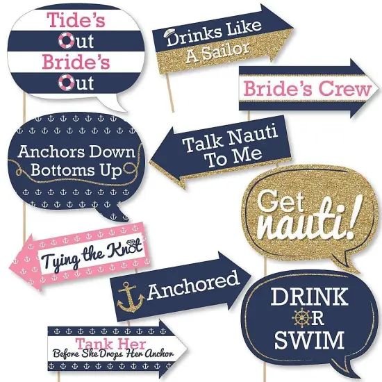 Big Dot of Happiness Funny Last Sail Before the Veil - Nautical Bridal Shower and Bachelorette Party Photo Booth Props Kit - 10 Piece {1}