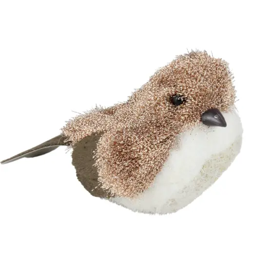 Northlight Sparkling Bird Figure Christmas Decoration - 6.5" - Brown and White {1}