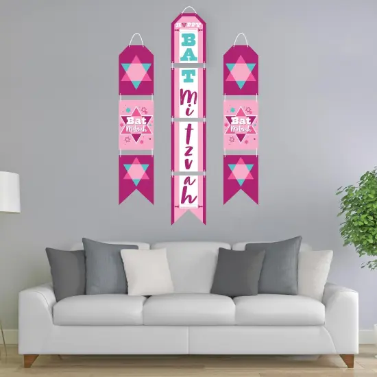 Big Dot of Happiness Pink Bat Mitzvah - Hanging Vertical Paper Door Banners - Girl Party Wall Decoration Kit - Indoor Door Decor {3}
