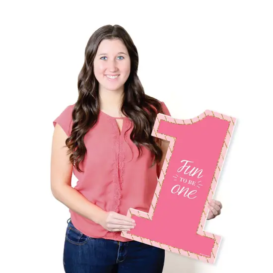 Big Dot of Happiness 1st Birthday Girl - Fun to be One - Guest Book Sign - First Birthday Party Guestbook Alternative - Signature Mat {7}