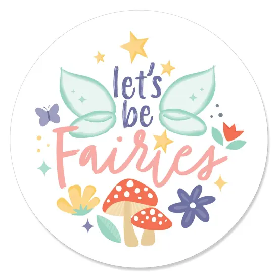 Big Dot of Happiness Let's Be Fairies - Fairy Garden Birthday Party Circle Sticker Labels - 24 Count {1}