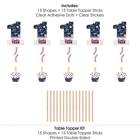 Big Dot of Happiness 1st Birthday Batter Up - Baseball - First Birthday Party Centerpiece Sticks - Table Toppers - Set of 15 {7}
