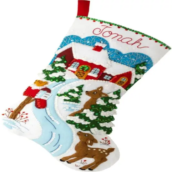 Bucilla Felt Stocking Applique Kit 18" Long-Winter Days {1}