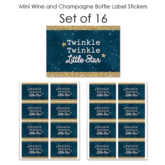 Big Dot of Happiness Twinkle Twinkle Little Star - Mini Wine & Champagne Bottle Label Stickers - Baby Shower or Birthday Party Favor Gift - Set of 16 {7}