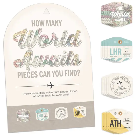 Big Dot of Happiness World Awaits - Travel Themed Party Scavenger Hunt - 1 Stand and 48 Game Pieces - Hide and Find Game {1}