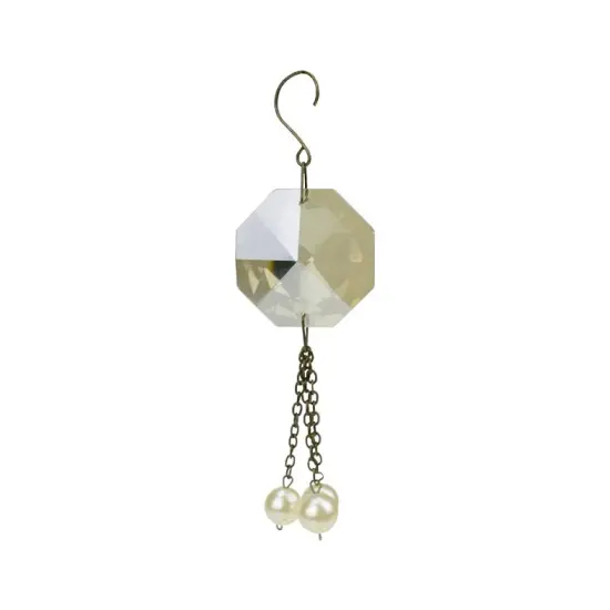 Napa Home & Garden 6.75" Gold Vintage Crystal and Pearl Dangling Tassel Christmas Ornament {1}