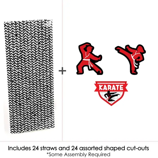 Big Dot of Happiness Karate Master - Paper Straw Decor - Martial Arts Birthday Party Striped Decorative Straws - Set of 24 {4}