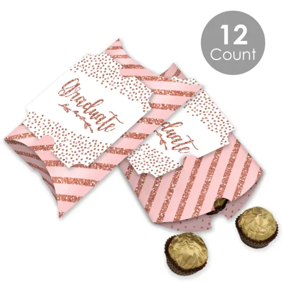 Big Dot of Happiness Rose Gold Grad - Favor Gift Boxes - Graduation Party Large Pillow Boxes - Set of 12 {3}