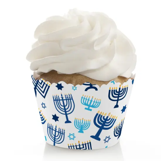 Big Dot of Happiness Hanukkah Menorah - Chanukah Holiday Party Decorations - Party Cupcake Wrappers - Set of 12 {1}