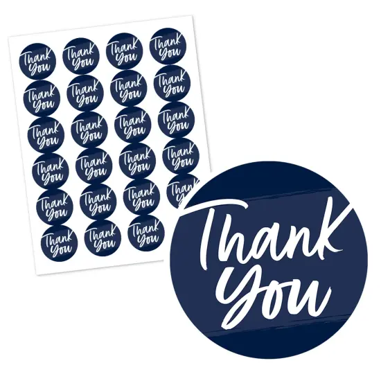 Big Dot of Happiness Navy Blue Elegantly Simple - Guest Party Favors Circle Sticker Labels - 24 Count {3}