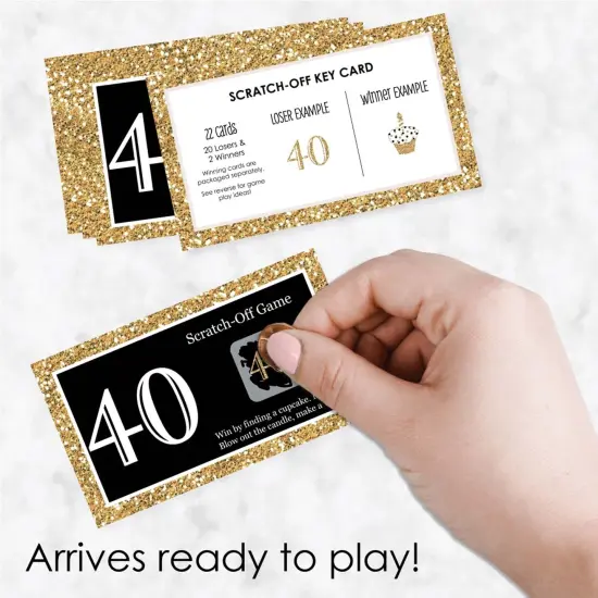 Big Dot of Happiness Adult 40th Birthday - Gold - Birthday Party Game Scratch Off Cards - 22 Count {3}