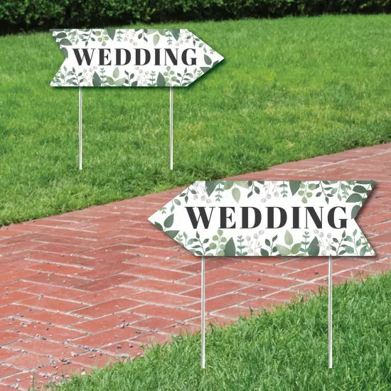 Big Dot of Happiness Boho Botanical Wedding Reception Signs - Greenery Wedding Sign Arrow - Double Sided Directional Yard Signs - Set of 2 Signs {1}