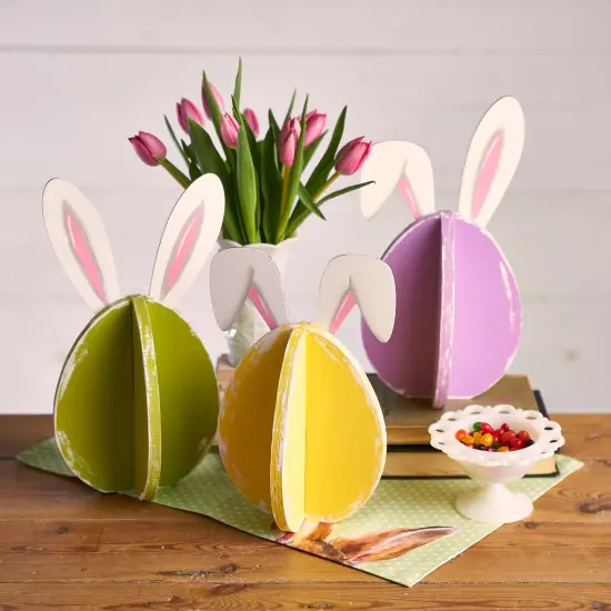 Unfinished Wooden Slotted Standing Egg Set of 3 {6}