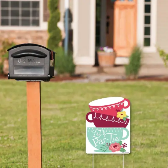Big Dot of Happiness Floral Let's Par-Tea - Outdoor Lawn Sign - Garden Tea Party Yard Sign - 1 Piece {3}