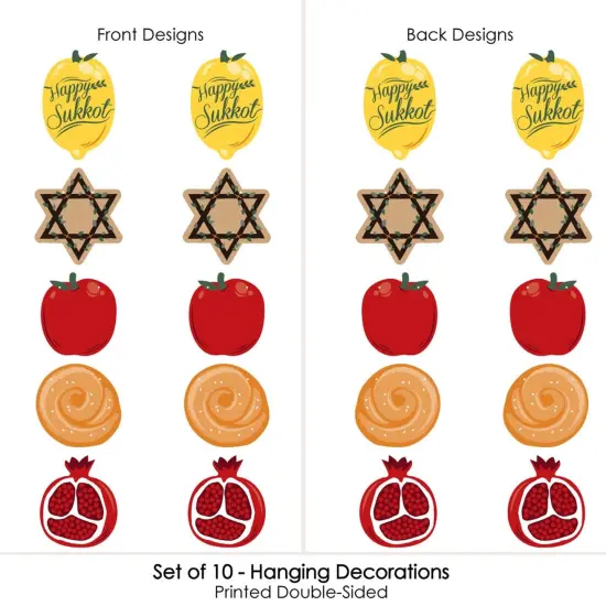 Big Dot of Happiness Hanging Sukkot - Outdoor Sukkah Hanging Porch & Tree Yard Decorations - 10 Pieces {4}