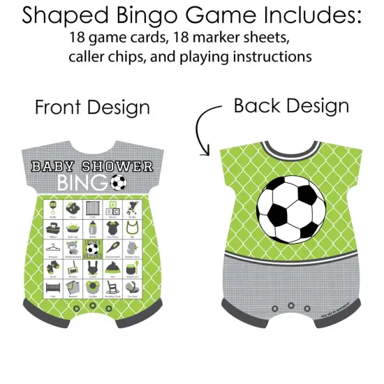 Big Dot of Happiness Goaaal - Soccer - Picture Bingo Cards and Markers - Baby Shower Shaped Bingo Game - Set of 18 {4}