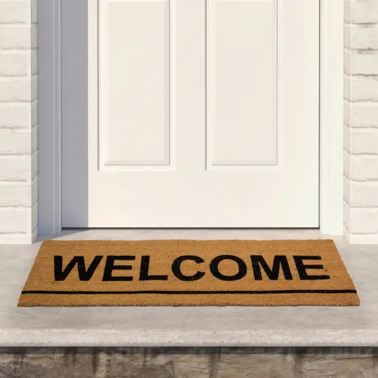 Northlight Natural Coir Outdoor Rectangular "Welcome" Doormat 16" x 48" Brown {3}
