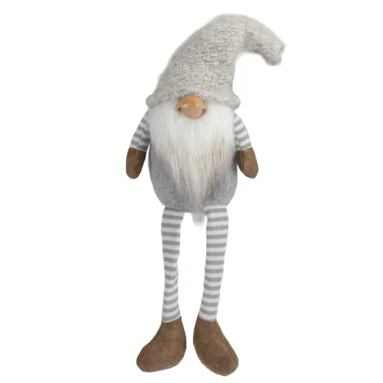 Northlight Dangling Leg Sitting Gnome Christmas Figure - 7.5" - Gray and Beige {1}