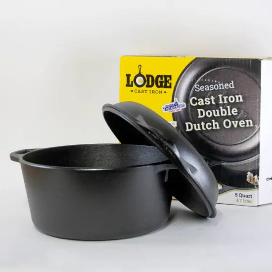 Lodge Logic L8DD3 Cast Iron Double Dutch Oven Extra Deep Lid 5 Quart {7}