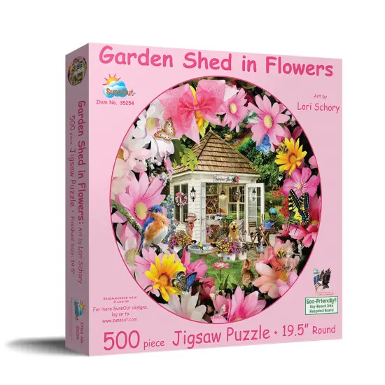 Sunsout Garden Shed in Flower 500 pc Round Jigsaw Puzzle 35254 {3}