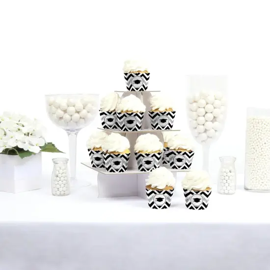 Big Dot of Happiness Silver Graduation Party Decorations - Party Cupcake Wrappers - Set of 12 {3}