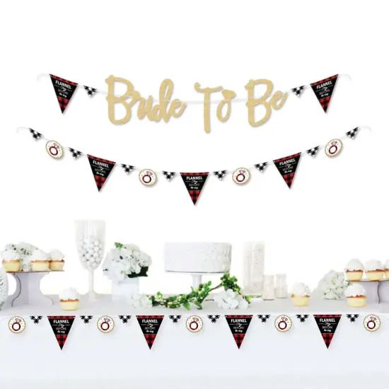 Big Dot of Happiness Flannel Fling Before the Ring - Bachelorette Party Letter Banner Decor 36 Cutouts & No-Mess Real Gold Glitter Bride to Be Letters {3}