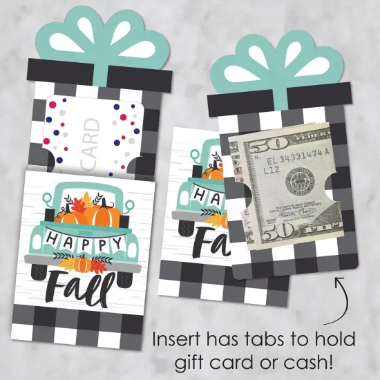 Big Dot of Happiness Happy Fall Truck - Harvest Pumpkin Party Money and Gift Card Sleeves - Nifty Gifty Card Holders - Set of 8 {4}