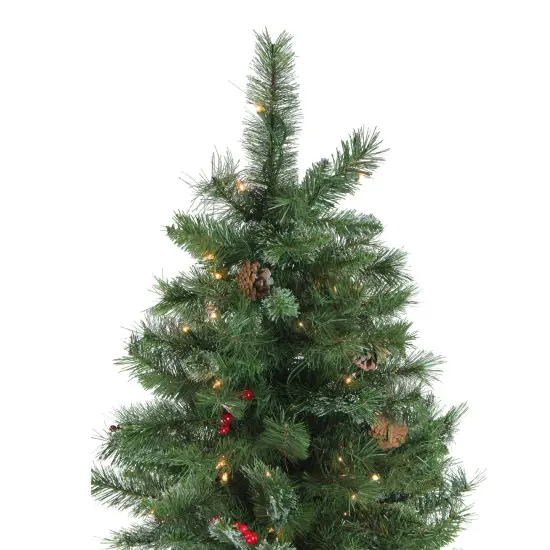 Northlight 6.5' Pre-Lit Medium Mixed Pine and Iridescent Glitter Artificial Christmas Tree - Clear Lights Green {4}
