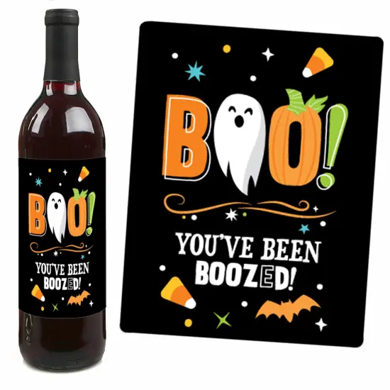 Big Dot of Happiness You've Been Boozed - Ghost Halloween Party Decorations for Women and Men - Wine Bottle Label Stickers - Set of 4 {6}